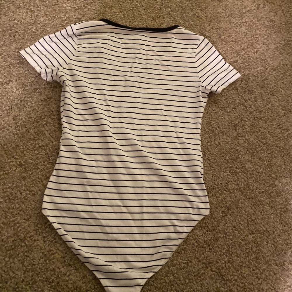 Black and white striped body suit
